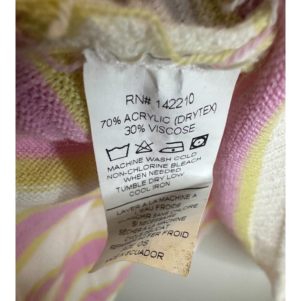 MERSEA Catalina Crewneck Sweater One Size Pink Yellow Striped Oversized Mer Sea - Picture 8 of 12